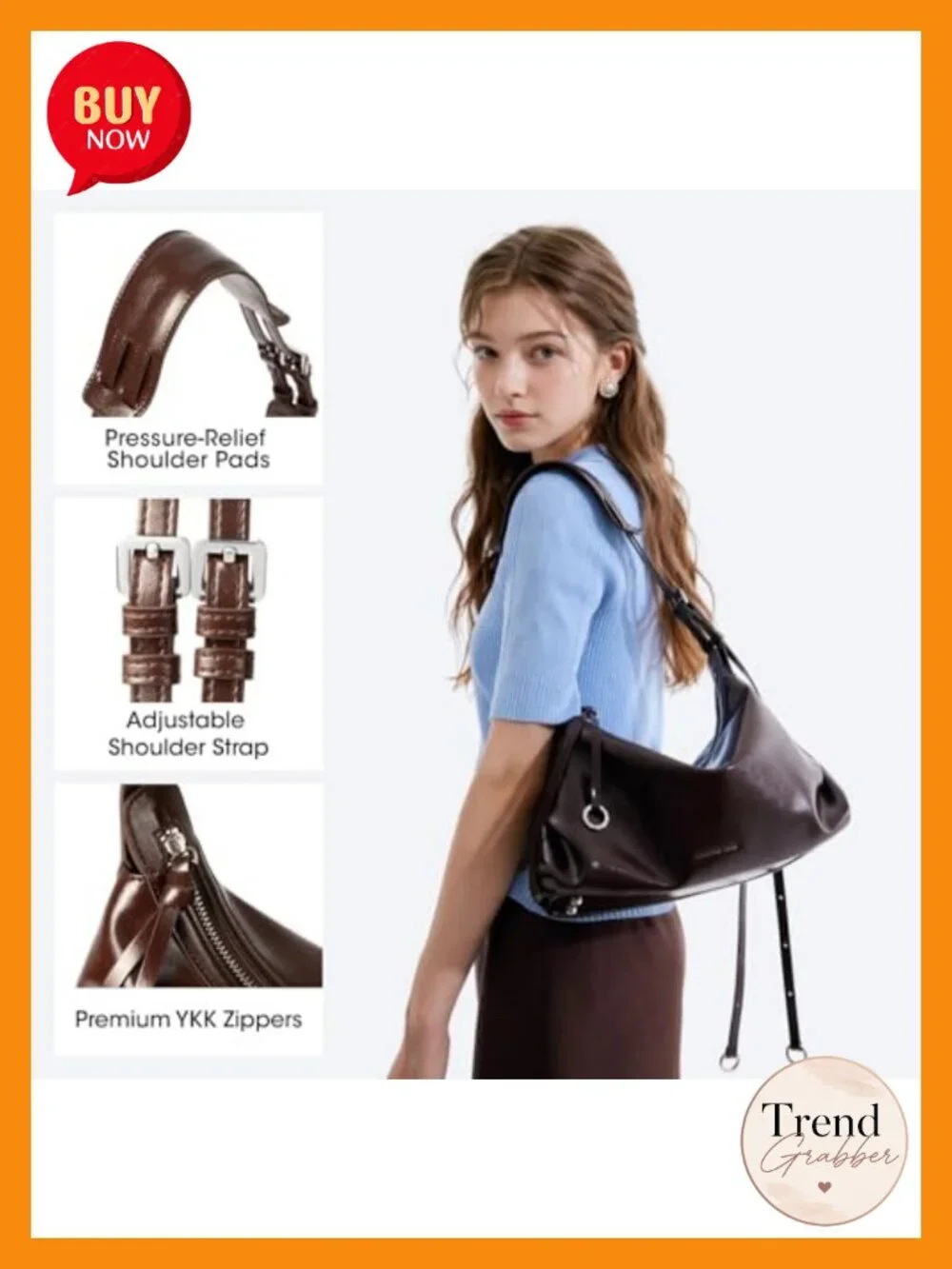 Leather Slouchy Hobo Crossbody Bag Shoulder Purse for Women